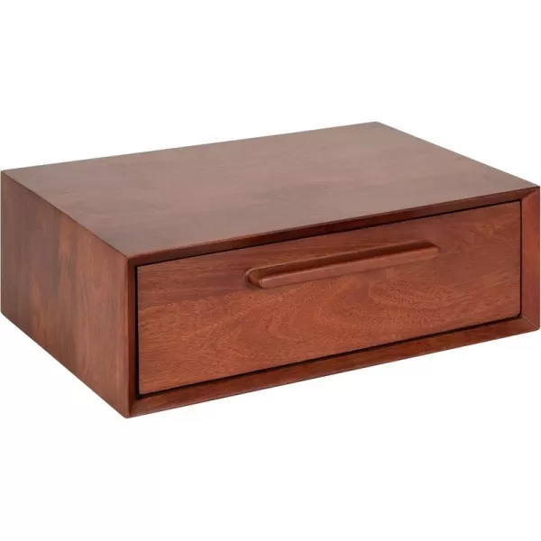 Kate and Laurel McCutcheon Floating Wood Storage Shelf 18 x 12 x 6 Black Decorative Transitional Floating Bedroom Nightstand with a Concealed Cubby CompartmentWalnut Brown