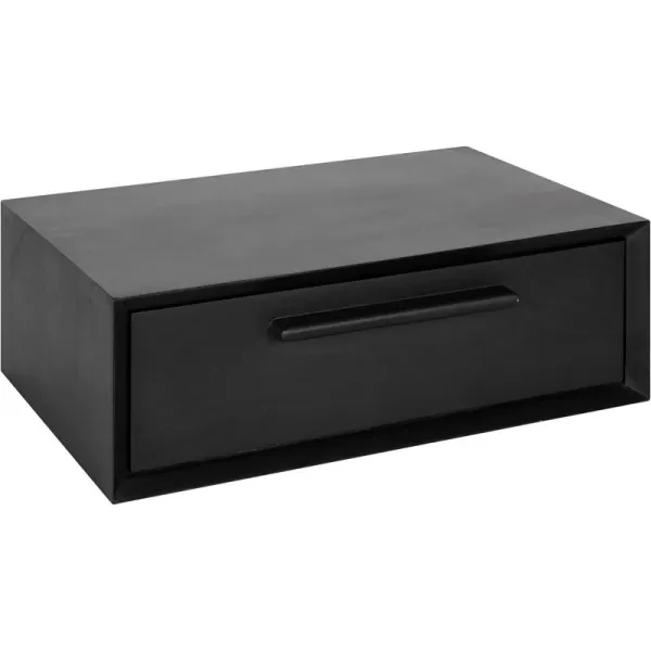 Kate and Laurel McCutcheon Floating Wood Storage Shelf 18 x 12 x 6 Black Decorative Transitional Floating Bedroom Nightstand with a Concealed Cubby CompartmentBlack