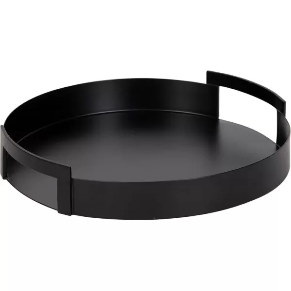 Kate and Laurel Myo Modern Round Metal Tray 15 Inch Diameter Black Decorative Circular Tray for Storage and DisplayBlack