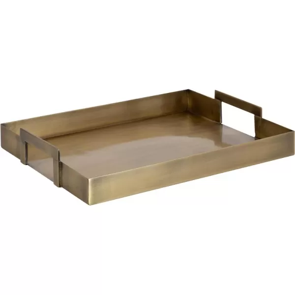 Kate and Laurel Myo Modern Sleek Metal Rectangle Tray 17 x 13 x 3 Black Contemporary Minimal Rectangular Decorative Tray for Storage Display and DecorGold