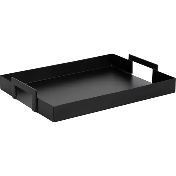 Kate and Laurel Myo Modern Sleek Metal Rectangle Tray 17 x 13 x 3 Black Contemporary Minimal Rectangular Decorative Tray for Storage Display and DecorBlack