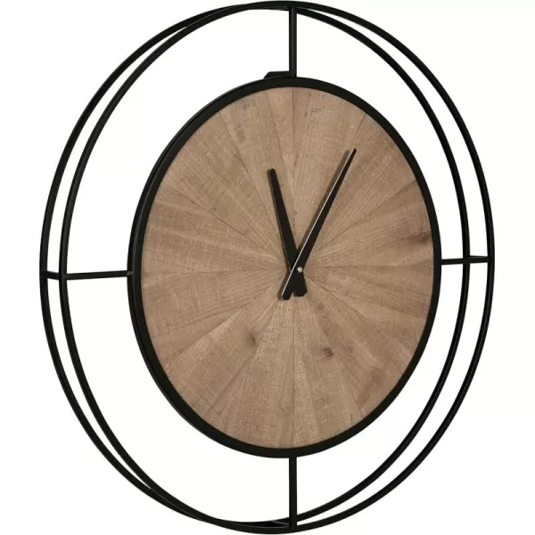 Kate and Laurel Newfield Modern Farmhouse Numberless Wall Clock 22 Inch Diameter Rustic Brown and Black Decorative Round Wood Clock for Farmhouse Decor