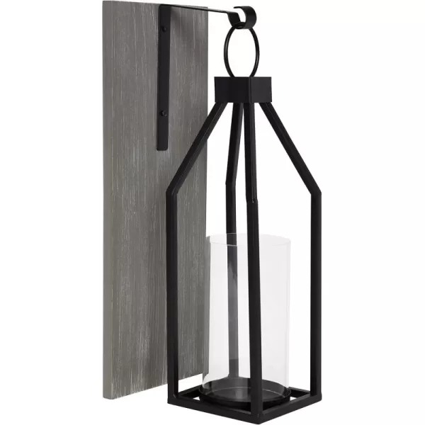 Kate and Laurel Oakly Wood and Metal Wall Sconce Gray Wall Candle Holder Farmhouse Decor