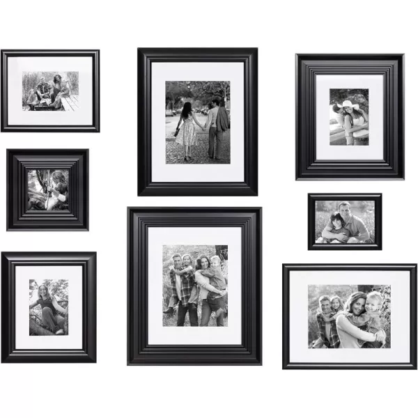 Kate and Laurel Odessa Gallery Wall 8 Piece Frame Set with Assorted Size Frames Black