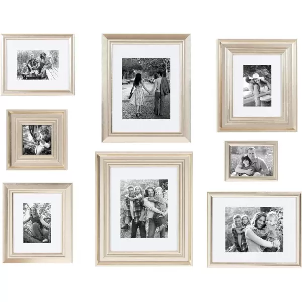 Kate and Laurel Odessa Gallery Wall 8 Piece Frame Set with Assorted Size Frames Champagne Gold8 Piece