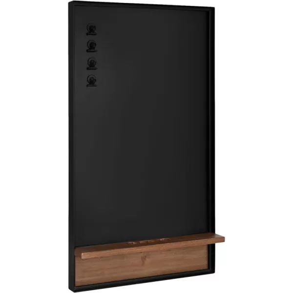 Kate and Laurel Owing Modern Farmhouse Magnetic Chalkboard with Shelf 20 x 34 Rustic Brown and Black Home Organization Chalkboard with Slot for Chalk and Four Magnetic Clips