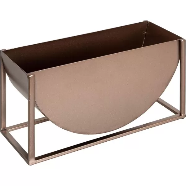 Kate and Laurel Ozar Modern Planter 12 x 5 x 6 Bronze Sophisticated Metal Planter for Freestanding DisplayBronze