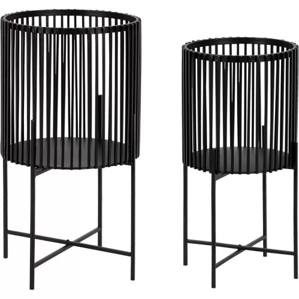 Kate and Laurel Paynter Floor Planter Set 2 Piece Natural 2 CountBlack