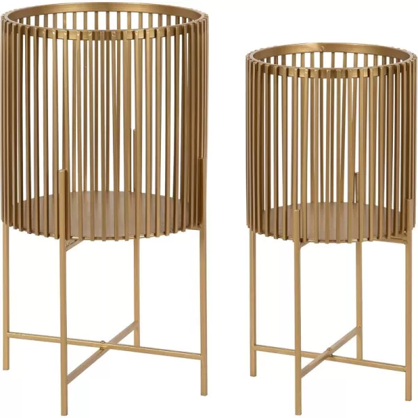 Kate and Laurel Paynter Floor Planter Set 2 Piece Natural 2 CountGold