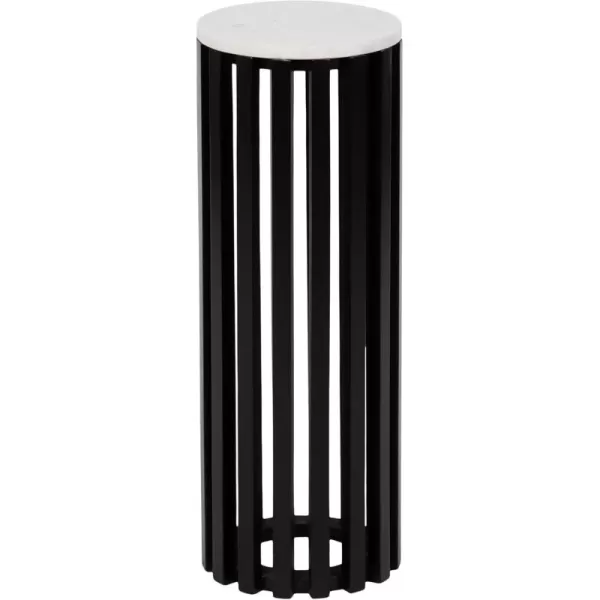 Kate and Laurel Paynter Marble Drink Table 9 x 24 White and Gold Tall Slatted Plant Stand Table with Marble Top for Use as Accent Living Room TableBlack