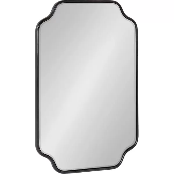 Kate and Laurel Plumley Glam Scalloped Wall Mirror 24 x 36 Silver Transitional Mirror Wall DecorBlack