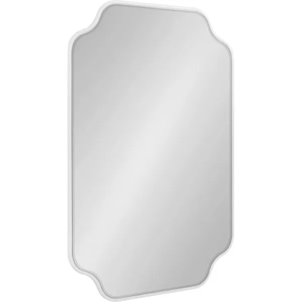 Kate and Laurel Plumley Glam Scalloped Wall Mirror 24 x 36 Silver Transitional Mirror Wall DecorWhite