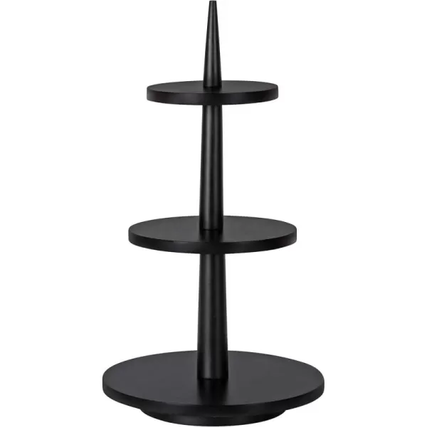 Kate and Laurel Praxis Modern 3Tiered Tray 12 x 12 x 23 Black Decorative Farmhouse Serving Tray for DisplayBlack