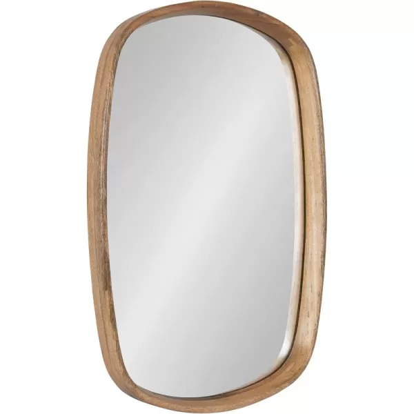 Kate and Laurel Prema Soft Round Rectangle Modern Wall Mirror Natural Brown 20 x 30 Framed Rounded Rectangular Mango Wood Mirror for Minimal Home DecorNatural