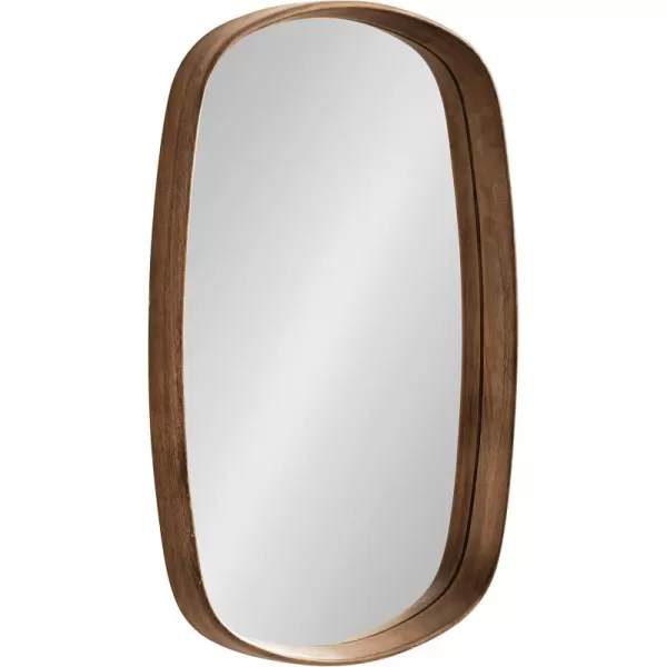 Kate and Laurel Prema Soft Round Rectangle Modern Wall Mirror Natural Brown 20 x 30 Framed Rounded Rectangular Mango Wood Mirror for Minimal Home DecorWalnut Brown