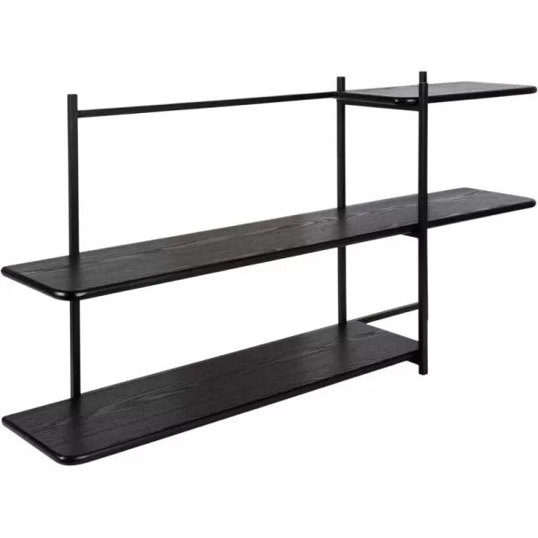 Kate and Laurel Ramone ThreeTiered Wall Shelf 42 x 23 Black Decorative Shelving Unit and Wall Organizer for Entryway Storage or Living Room Display Shelf