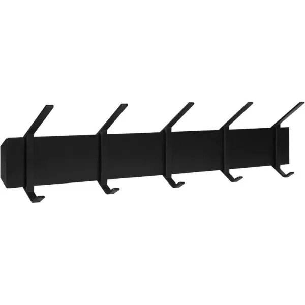 Kate and Laurel Rossmore Modern 5 Hook Shelf Walnut and Gold MidCentury Coat RackBlack