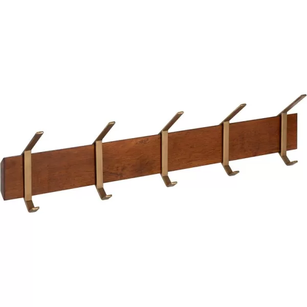 Kate and Laurel Rossmore Modern 5 Hook Shelf Walnut and Gold MidCentury Coat RackWalnut BrownGold