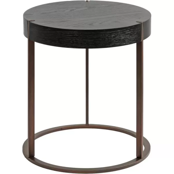 Kate and Laurel Rovin Modern Round Side Table for Small Spaces and Textured Wood Grain Tabletop 16x16x18 Black