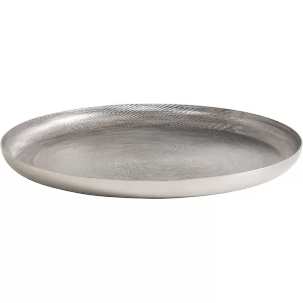 Kate and Laurel Stovring MidCentury Round Metal Tray 16 Inch Diameter Bronze Modern Tray for Serving Storage and DisplaySilver