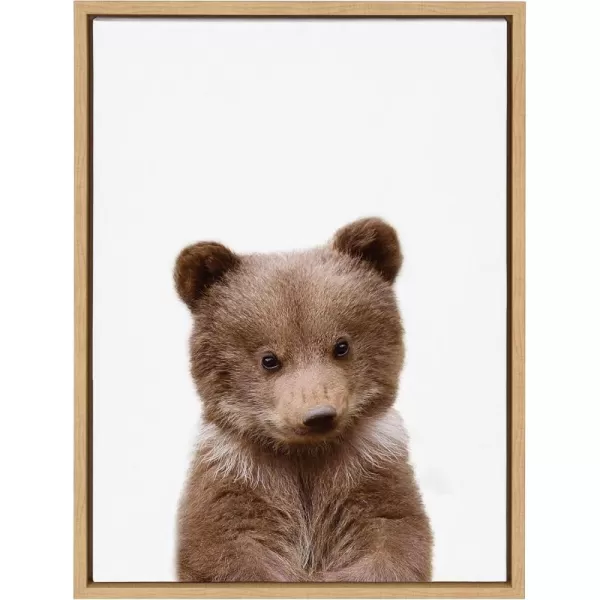 Kate and Laurel Sylvie Baby Bear Animal Print Portrait Framed Canvas Wall Art by Amy Peterson 18x24 NaturalNatural