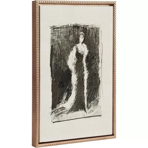 Kate and Laurel Sylvie Beaded Lady Meux Vintage Framed Canvas Wall Art by James McNeill 18x24 Gold Female Portrait Sketch Art for Wall