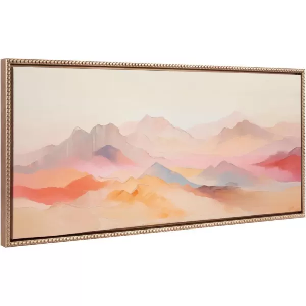 Kate and Laurel Sylvie Beaded Soft Pastel Mountain Abstract Vintage Framed Canvas Wall Art by The Creative Bunch Studio 18x40 Gold Colorful Mountains Landscape Art for WallGold