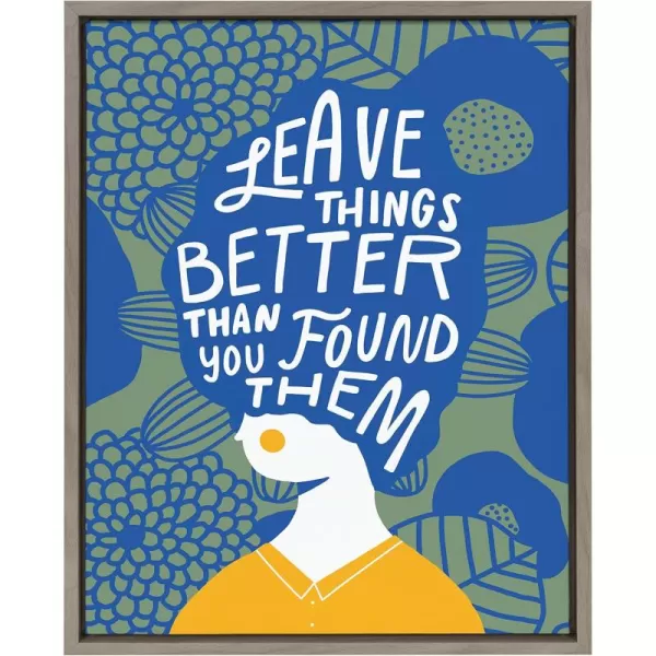 Kate and Laurel Sylvie Better Framed Canvas Wall Art by Keely Reyes 18x24 Gray Motivational Conservation Art for Wall
