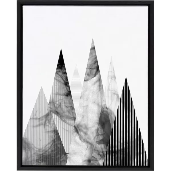 Kate and Laurel Sylvie Contemporary Mountains Framed Canvas Wall Art by Simon Te of Tai Prints 18x24 Black Modern Geometric Art for Wall