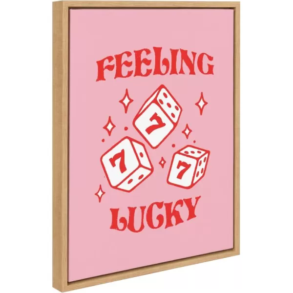Kate and Laurel Sylvie Feeling Lucky Framed Canvas Wall Art by Alli Standefer 18x24 Natural Cute Casino Dice Art for Wall