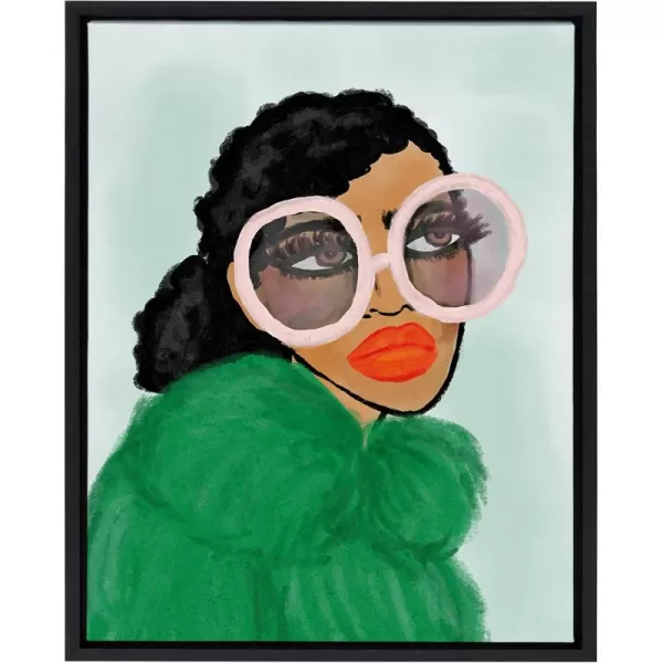 Kate and Laurel Sylvie Green Coat Framed Canvas Wall Art by Kendra Dandy 18x24 Black Chic Vibrant Home DecorBlack