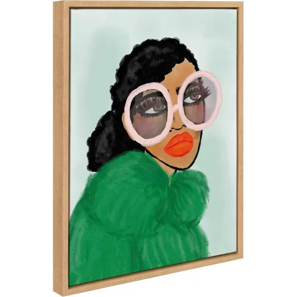 Kate and Laurel Sylvie Green Coat Framed Canvas Wall Art by Kendra Dandy 18x24 Black Chic Vibrant Home DecorNatural