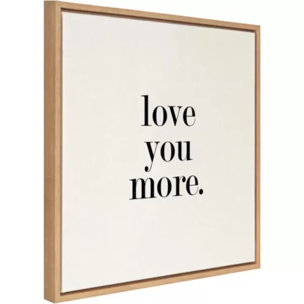 Kate and Laurel Sylvie Love You More Flinen Framed Canvas Wall Art by Maggie Price of Hunt and Gather Goods 22x22 Natural Simple Romantic Art for WallNatural