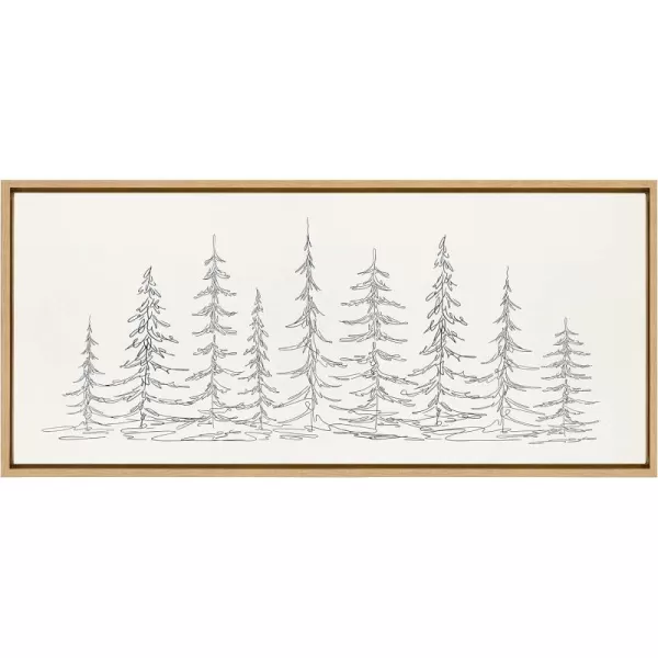 Kate and Laurel Sylvie Minimalist Evergreen Trees Sketch BW Framed Canvas Wall Art by The Creative Bunch Studio 18x40 Gray Minimal Christmas Tree Art for WallNatural