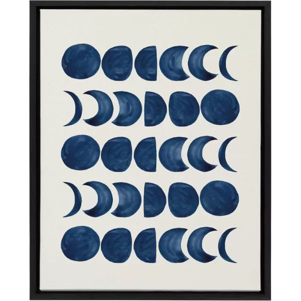 Kate and Laurel Sylvie Moon Phases Framed Linen Textured Canvas Wall Art Teju Reval of SnazzyHues 18x24 Natural Beautiful Astronomy Wall DecorBlack