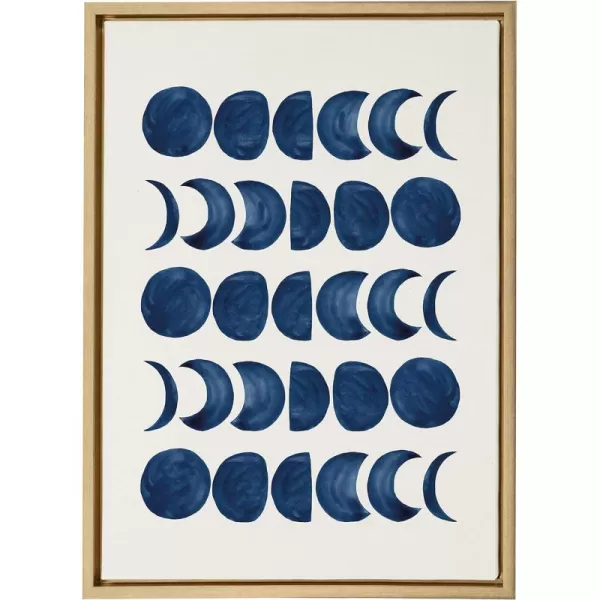 Kate and Laurel Sylvie Moon Phases Framed Linen Textured Canvas Wall Art Teju Reval of SnazzyHues 18x24 Natural Beautiful Astronomy Wall DecorGold