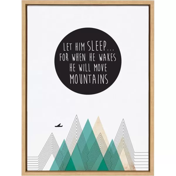 Kate and Laurel Sylvie Move Mountains Framed Canvas Wall Art by Rachel Lee of My Dream Wall 18x24 Natural Motivational Wall Art for Bedroom or Nursery