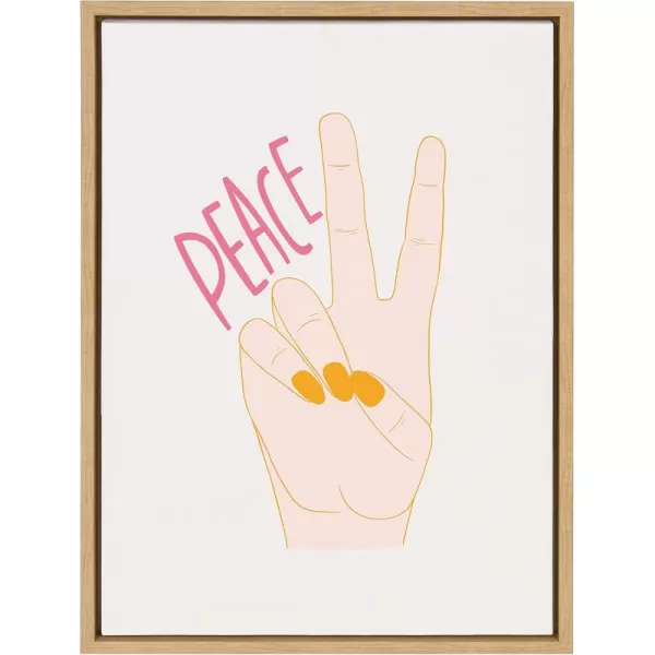 Kate and Laurel Sylvie Peace Framed Canvas Wall Art by Alicia Schultz 18x24 Natural Stylish Inspirational Home Decor