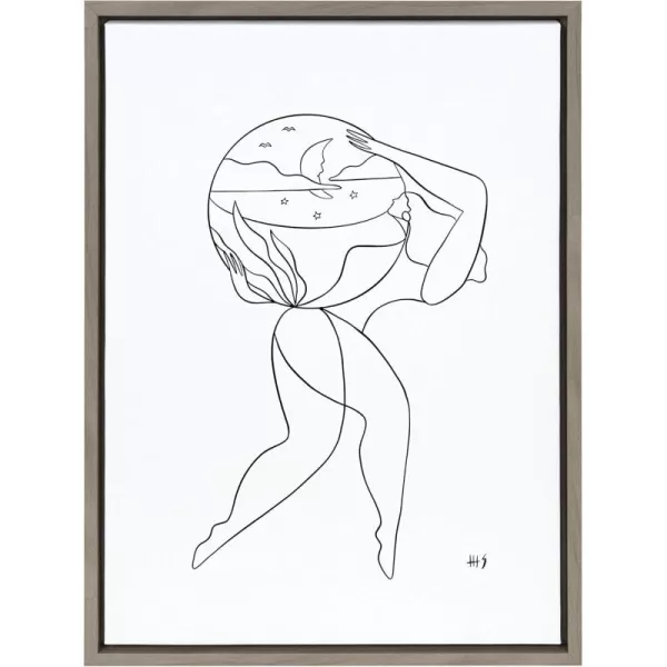 Kate and Laurel Sylvie The Day She Realized She Could Framed Canvas Wall Art by Maggie Stephenson 18x24 Natural Motivational Feminine Wall DcorGrey