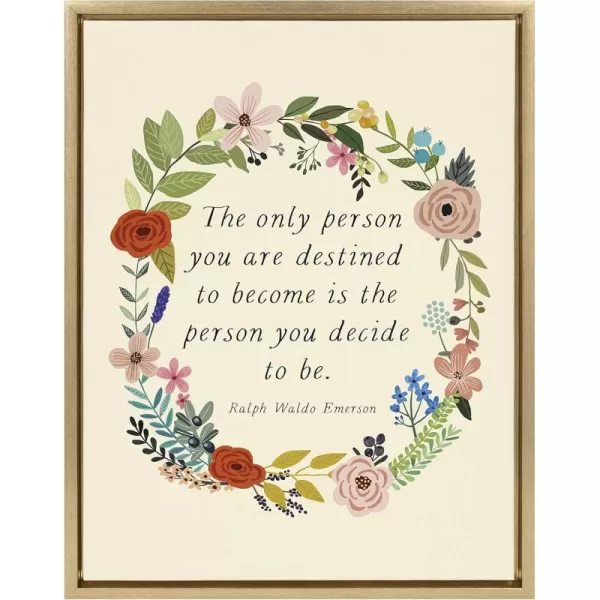 Kate and Laurel Sylvie The Only Person Framed Canvas Wall Art by Mia Charro 18x24 Gold Inspirational Quote Art for Office or Home