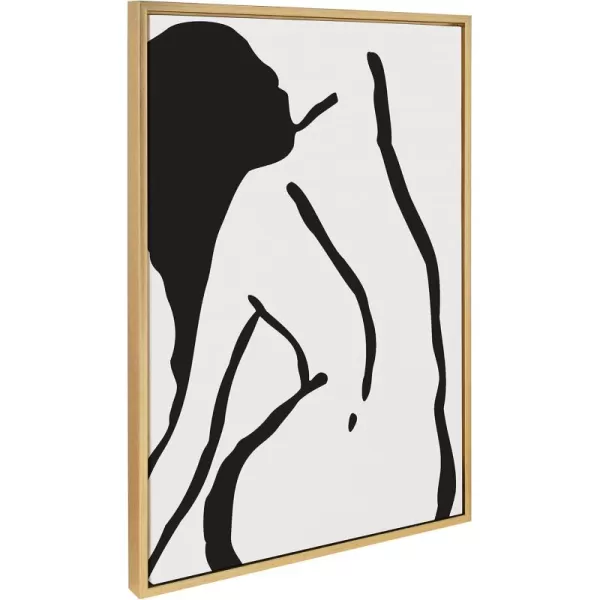 Kate and Laurel Sylvie Timeless Feminine Figural Drawing 2 Black and White Framed Canvas Wall Art by The Creative Bunch Studio 23x33 Gold Modern Abstract Body Line Drawing Wall DecorGold