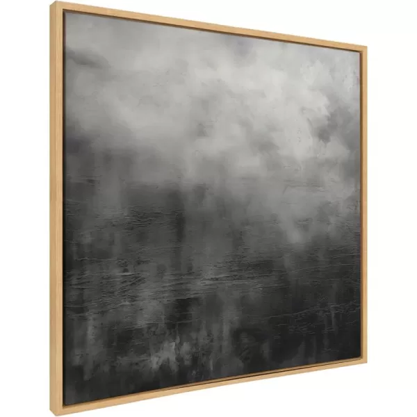 Kate and Laurel Sylvie Tonal Abstract Blackened Charred Gray Moody Minimalist Framed Canvas Wall Art by The Creative Bunch Studio 30x30 Natural Modern Abstract Landscape Art for Wall