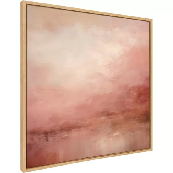 Kate and Laurel Sylvie Tonal Abstract Sun Kissed Pink and Peach Neutral Rose Tinted Ombre Framed Canvas Wall Art by The Creative Bunch Studio 30x30 Natural Modern Abstract Landscape Art for Wall