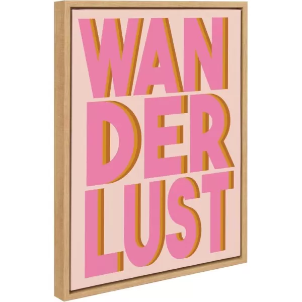 Kate and Laurel Sylvie Wanderlust Framed Canvas Wall Art by Apricot  Birch 18x24 Natural Cute Word Art for Wall