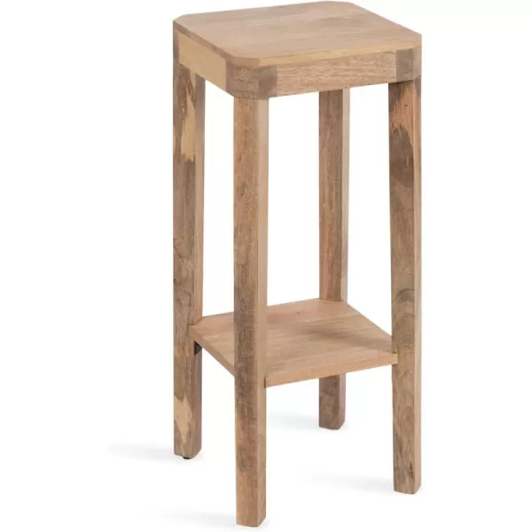 Kate and Laurel Talcott Modern Square Wood Drink Table 12 x 12 x 28 Walnut Brown Transitional Decorative TwoTier Pedestal Table for Use as Plant Stand Indoors or Living Room Accent TableNatural