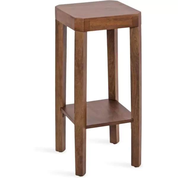 Kate and Laurel Talcott Modern Square Wood Drink Table 12 x 12 x 28 Walnut Brown Transitional Decorative TwoTier Pedestal Table for Use as Plant Stand Indoors or Living Room Accent TableWalnut Brown