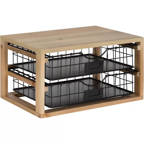Kate and Laurel Tanner Rustic Wood and Metal Desktop Drawer Organizer Letter Tray
