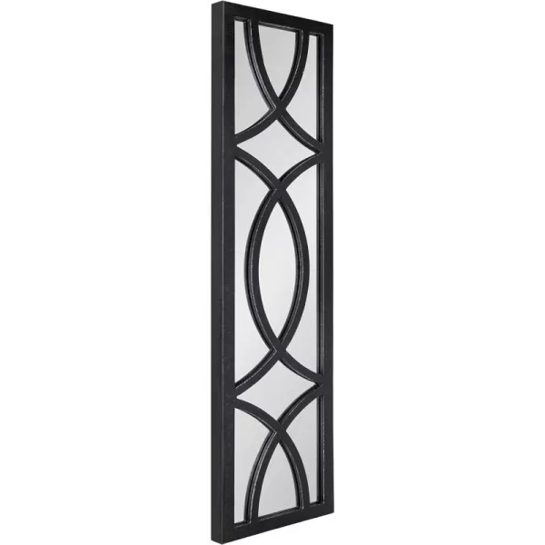 Kate and Laurel Tolland Decorative Wooden Panel Wall Mirror 12quot x 48quot Soft White Rustic Windowpane Accent PieceBlack