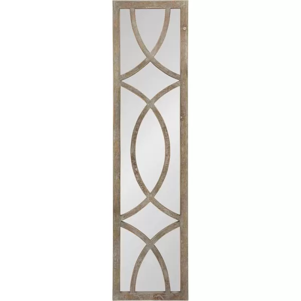 Kate and Laurel Tolland Decorative Wooden Panel Wall Mirror 12quot x 48quot Soft White Rustic Windowpane Accent PieceBrown