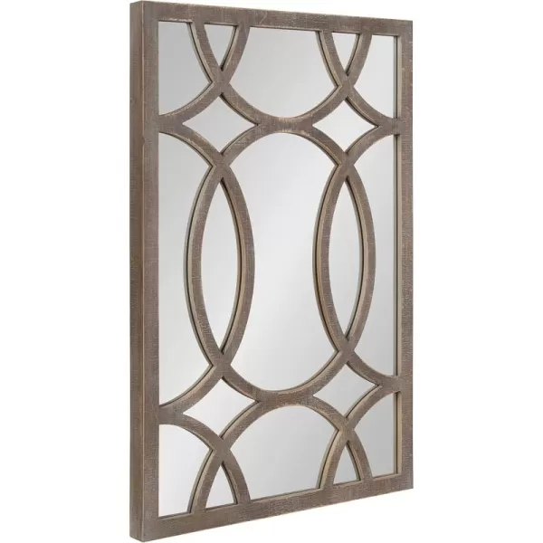 Kate and Laurel Tolland Decorative Wooden Panel Wall Mirror 12quot x 48quot Soft White Rustic Windowpane Accent PieceRustic Brown